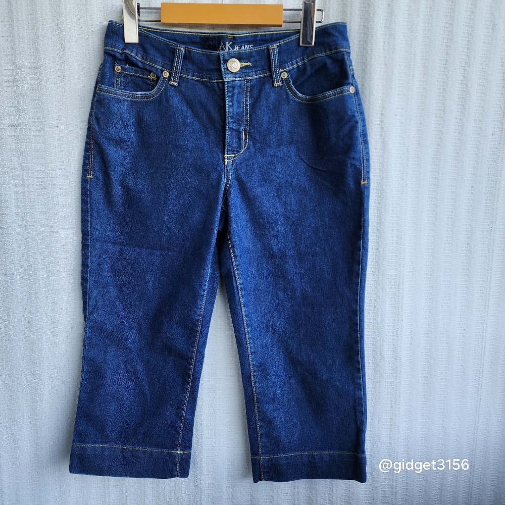 ANNE KLEIN DENIM STRETCH CAPRIS MID RISE FLAP POCKETS - SIZE 4  NWOT